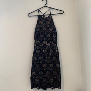 Black And Tan Lace Dress